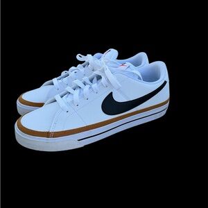 Nike White Sneakers with Brown Trim